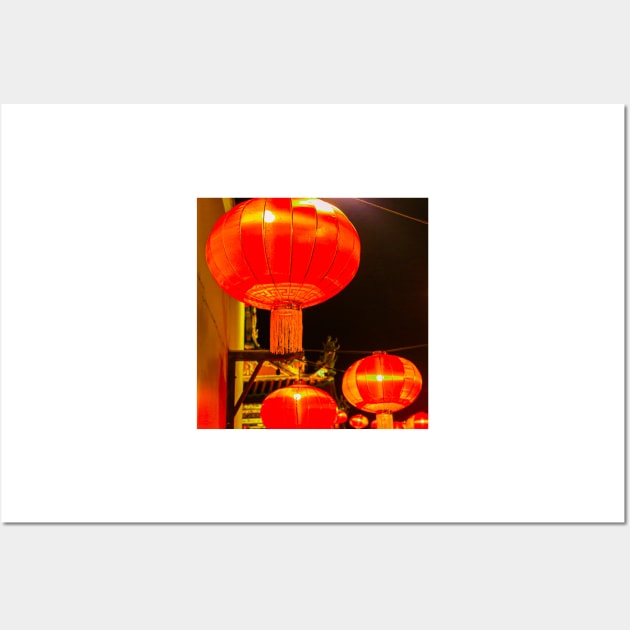 Red lantern street lights for Chinese New Year SQ Wall Art by kall3bu